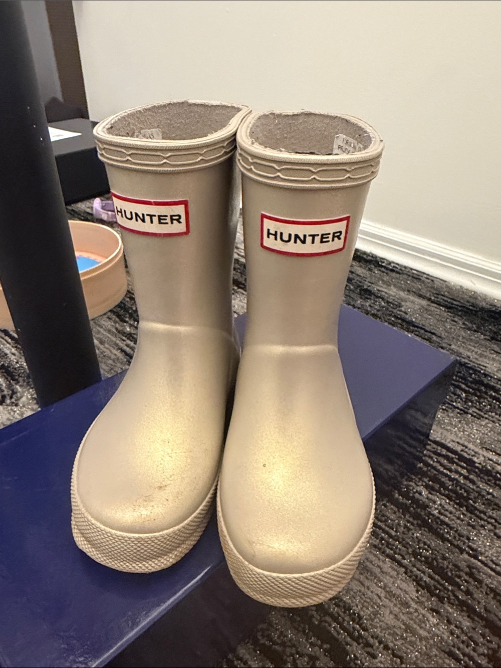 Hunter Kids Metallic Champagne Rain Boots